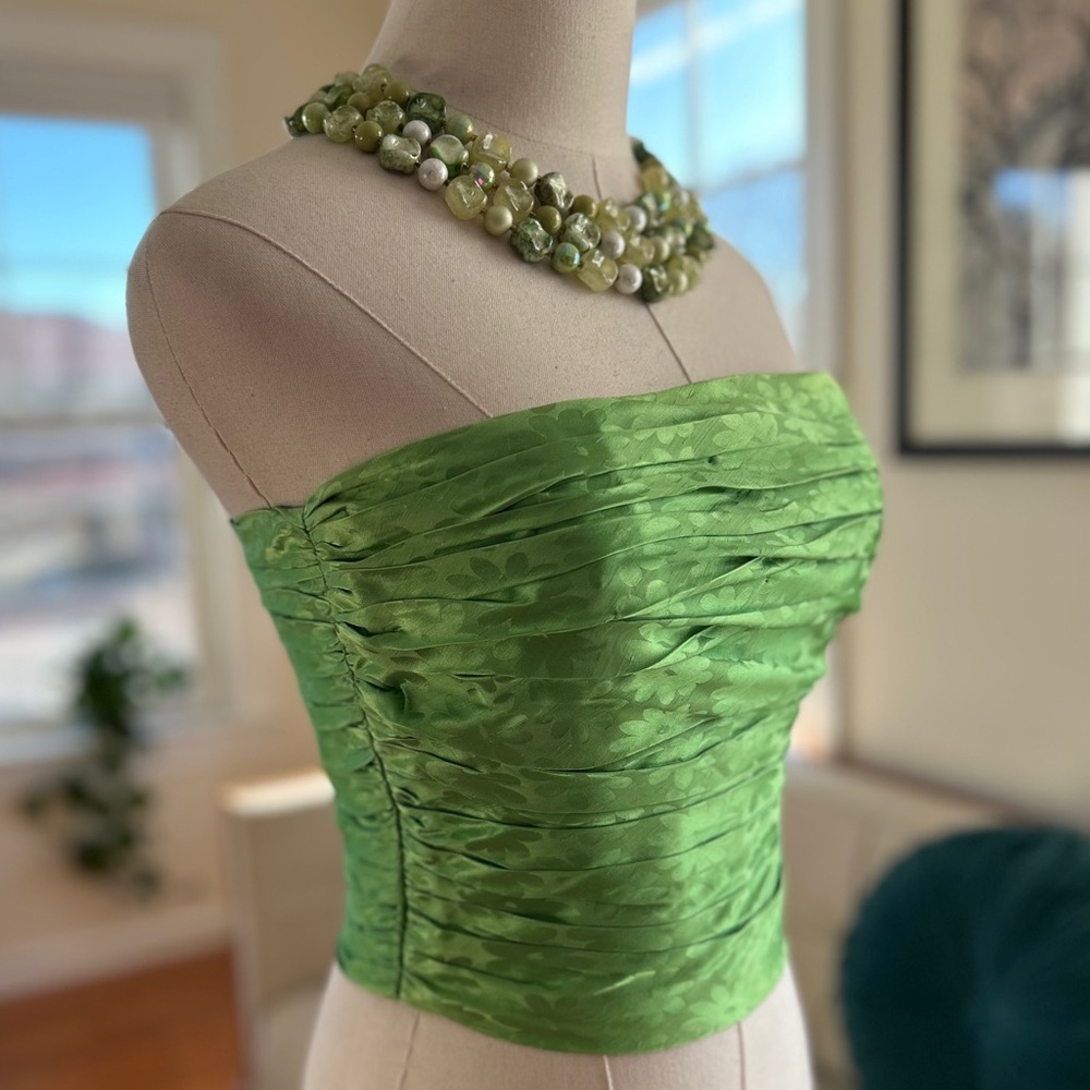 VTG Carolyne Rhoeme Silk Ruched Bandeau Top